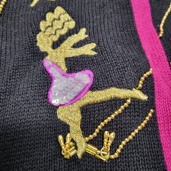 Vintage Womens Sweater One Size Plus Circus Whimsical Embroidered Chain Beads - Picture 5 of 15